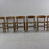 Ensemble de six chaises à repas en chêne par Borge Mogensen