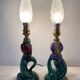 Pair of flower slip lamps