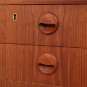 Danish teak writing desk with open storage compartment, 1960s