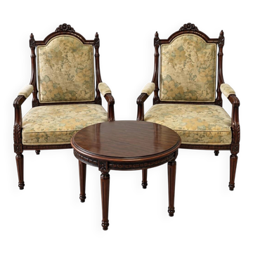 Ensemble de mobilier artisanal pakistanais de Chiniot - Bois massif sculpté