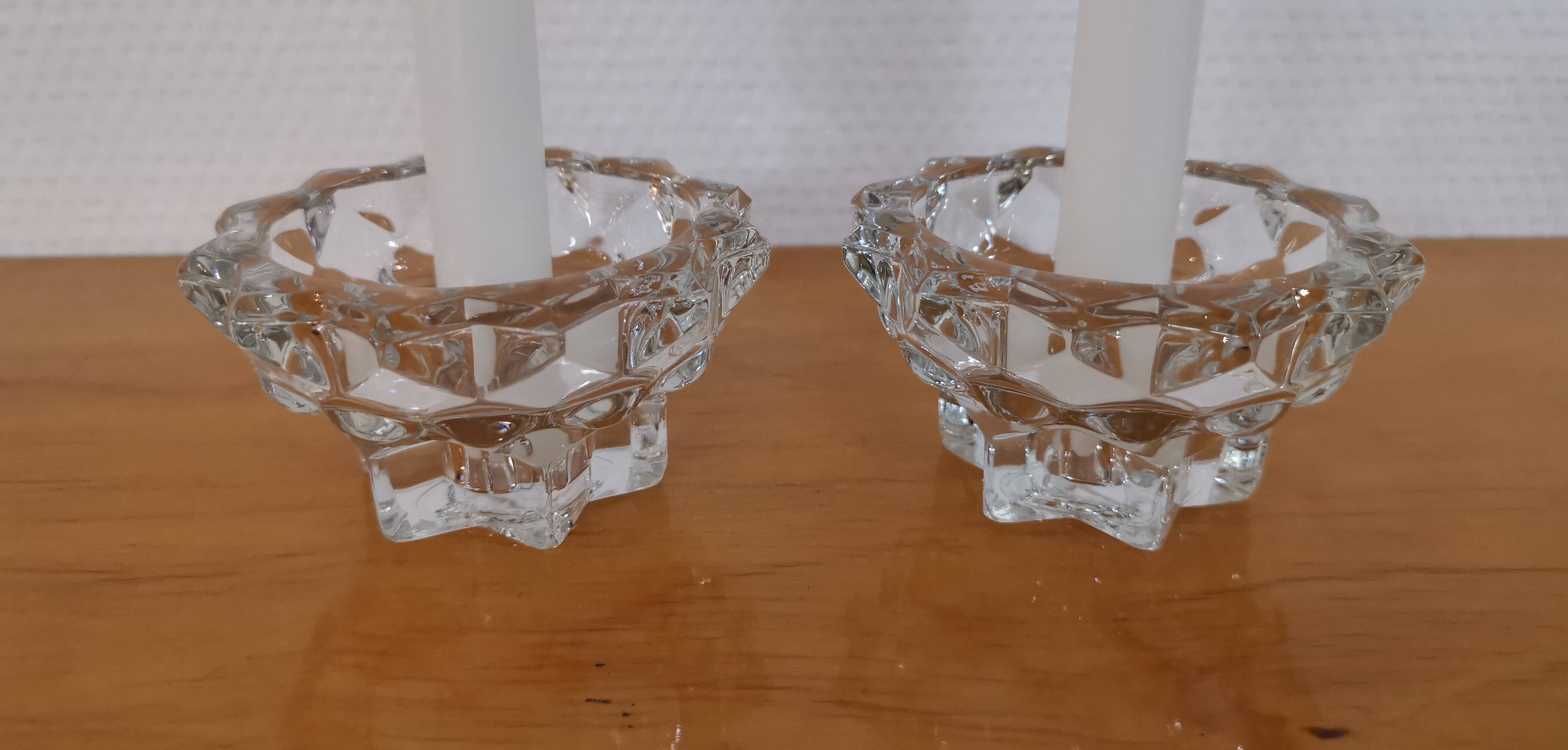 2 vintage crystal candle holders from Reims, France