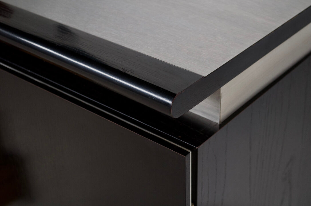 Steel and oak 70's enfilade by ludovico acerbis