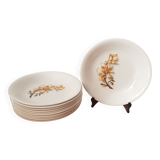 Set of 12 Magnolias hollow plates from Moulin des Loups