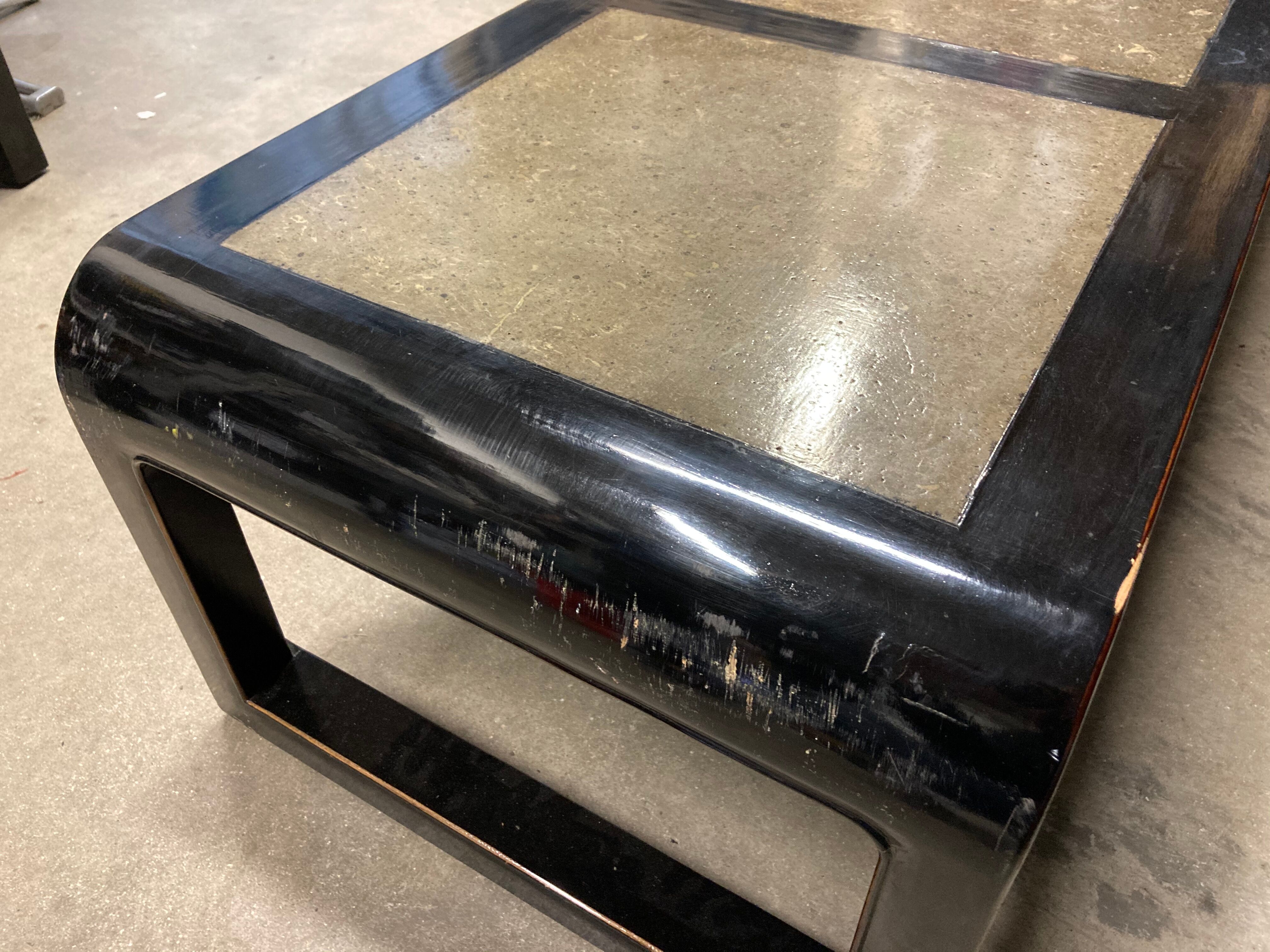 Rectangular coffee table wood and granite