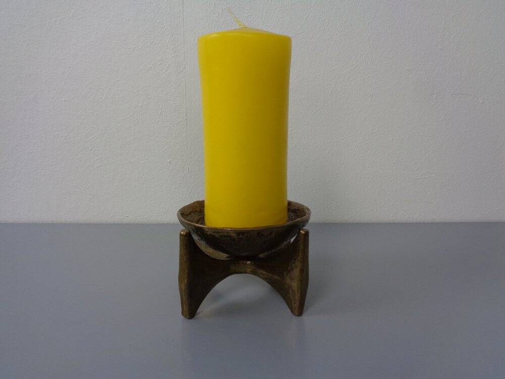 Brutalist Bronze Candleholder by Michael Harjes, 1960s