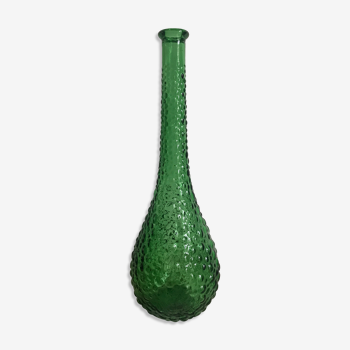 Italian carafe in green empoli glass with bubble pattern