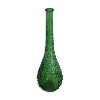 Italian carafe in green empoli glass with bubble pattern