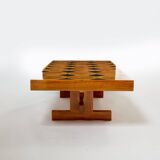 Grand table basse moderniste en chêne bois pétrifié ardoise 1960Grand table basse moderniste en chên
