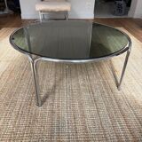 Chrome and smoked glass coffee table