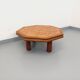 Octagonal coffee table Barrois with vintage herbarium patterns in oak and ceramic.