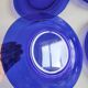 6 blue glass dishes