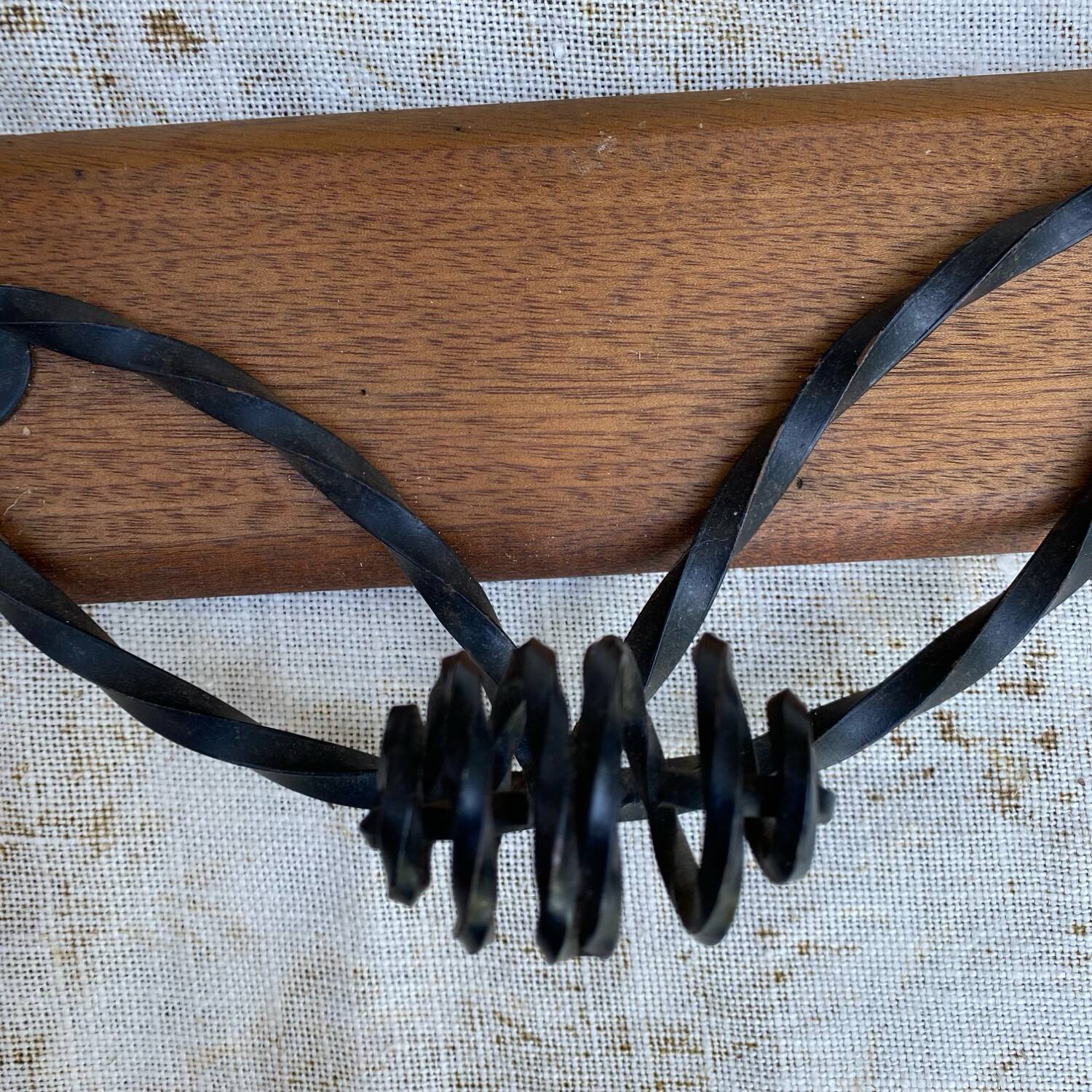1950s metal and wood coat rack
