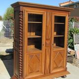 Louis XIII style walnut display cabinet bookcase