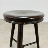 Industrial metal and wood tripod stool