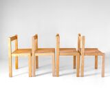 Set of four Italian oak dining chairs with Vienna straw seats, 1970s