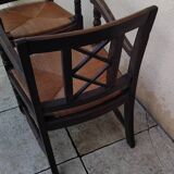 Pair of vintage straw seat armchairs from the 30s/40s.