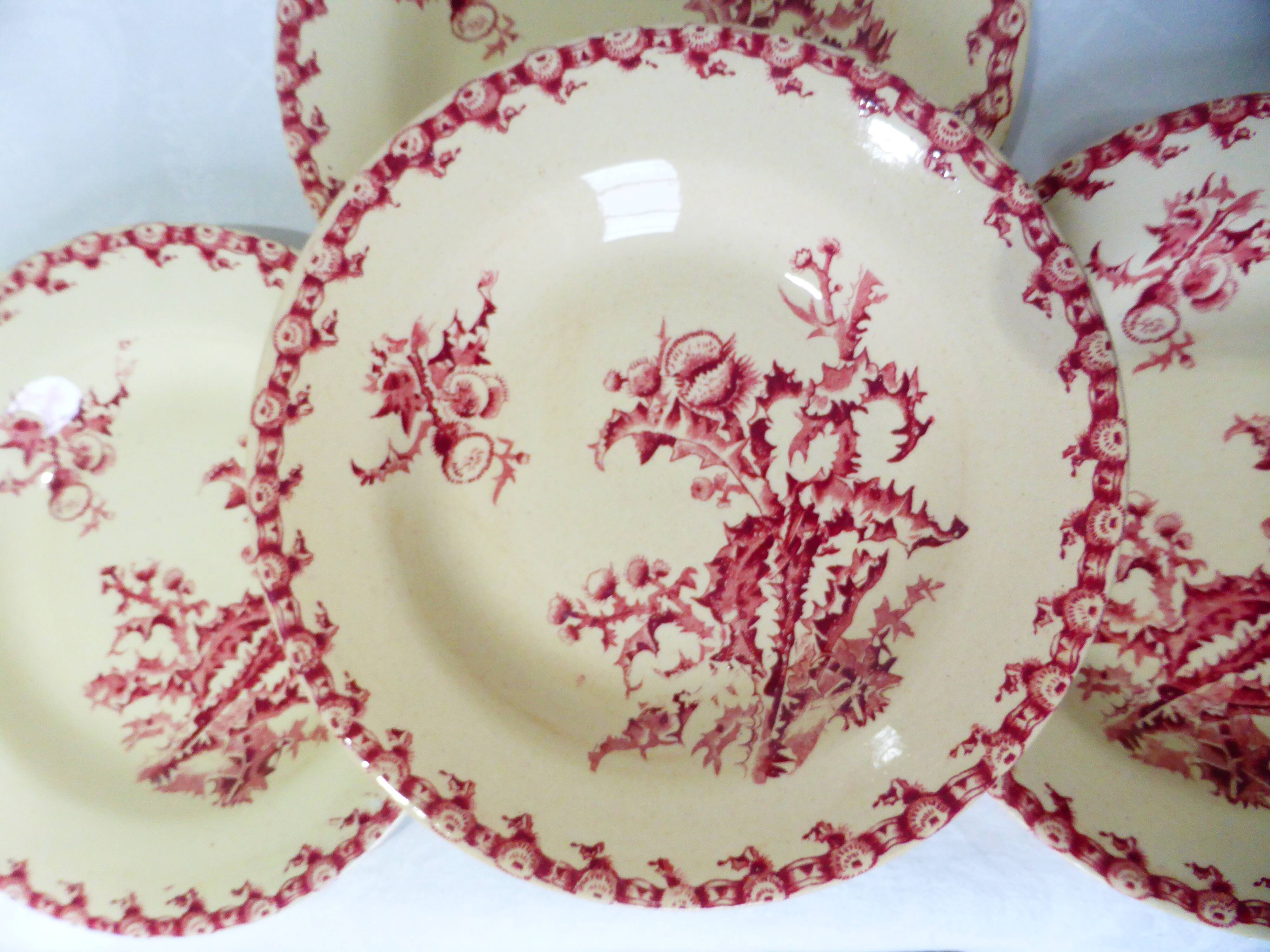 4 vintage hollow plates from gien model thistles 211256