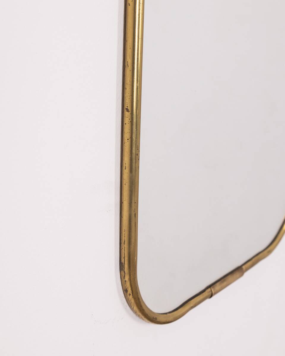 Vintage 60s wall mirror in golden brass italian design