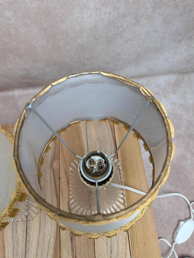 Pair of vintage lamps in plexiglass and gold metal