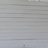 Headboard of 160 made with aged wood in pearl grey patina.