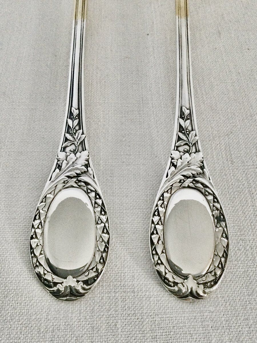 Emile puiforcat - solid silver and vermeil salad cutlery