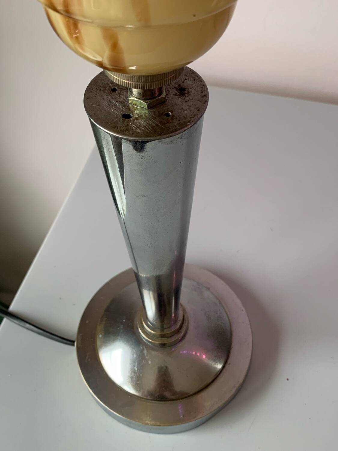 Silver bronze art deco table lamp
