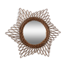 Vintage bohemian rattan sun mirror