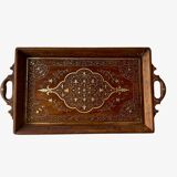 19th century wooden and brass tray