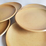 Set of 6 flat plates in Brenne stoneware from France vintage