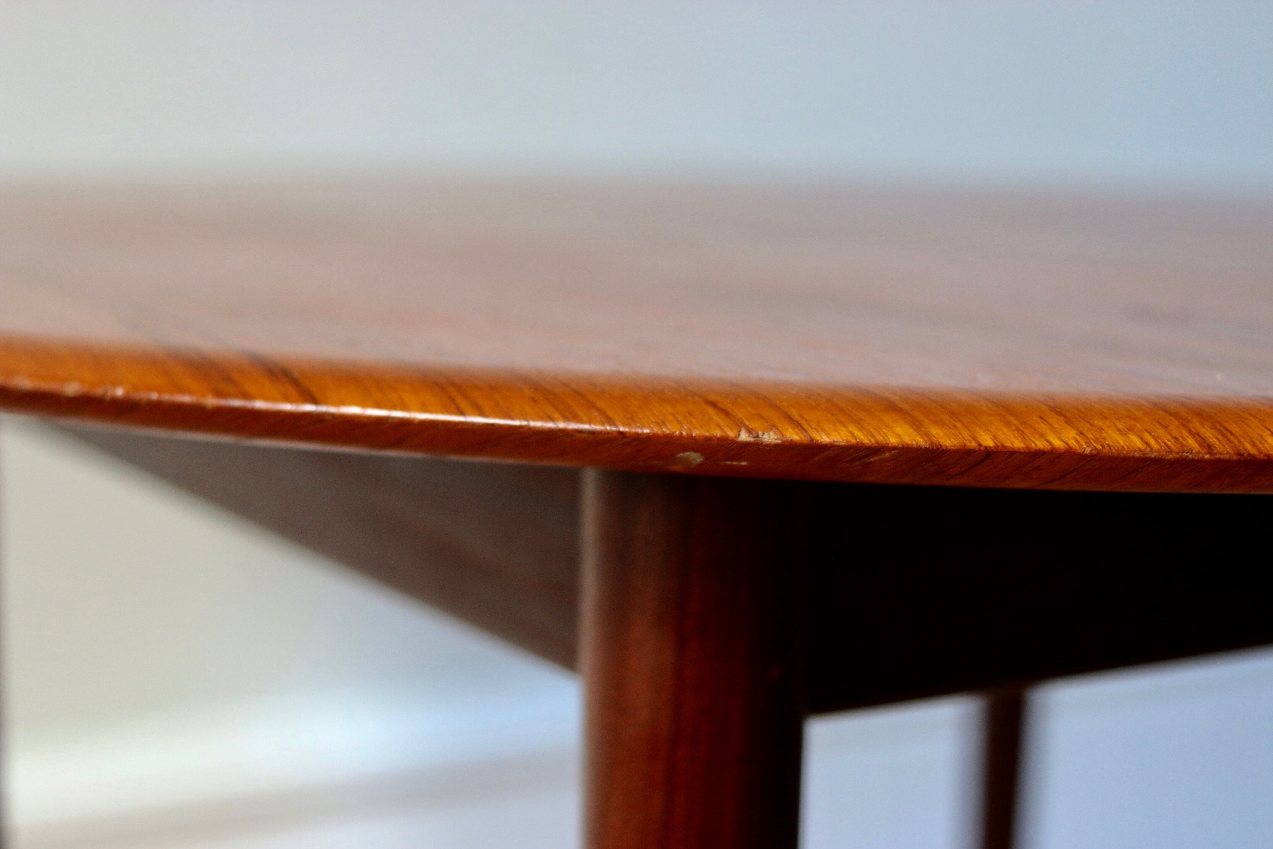 Scandinavian teak table vintage beveled 110 cm, 1960