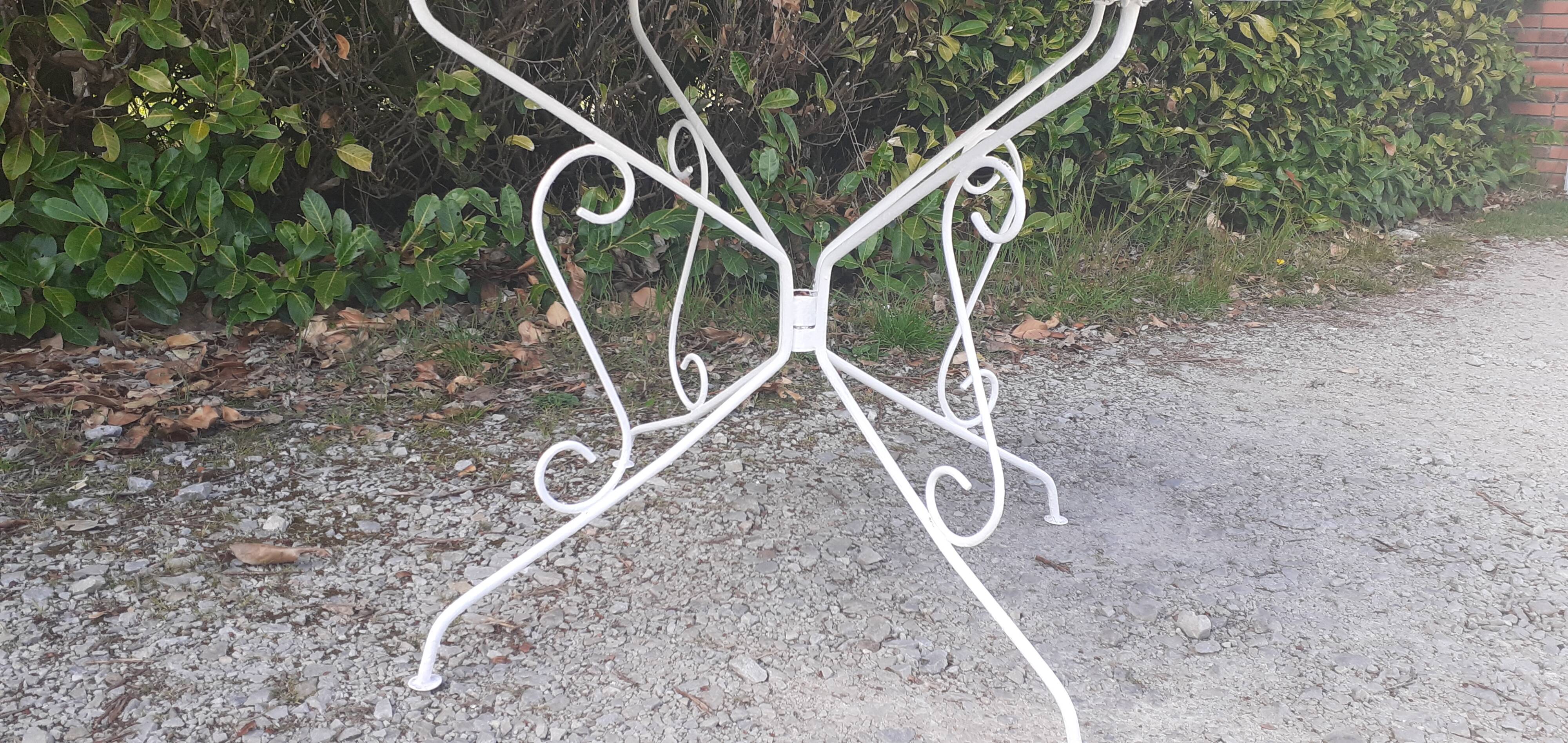Salon de jardin 1 table 1 fauteuils 5 chaises fer forgé blanc ancien