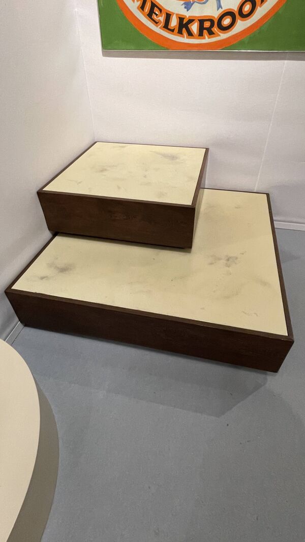 Set de 2 tables basses (tableaux) en bois de Wengé, design moderniste, 1970
