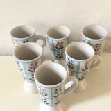 6 mazagrans cream flower pattern