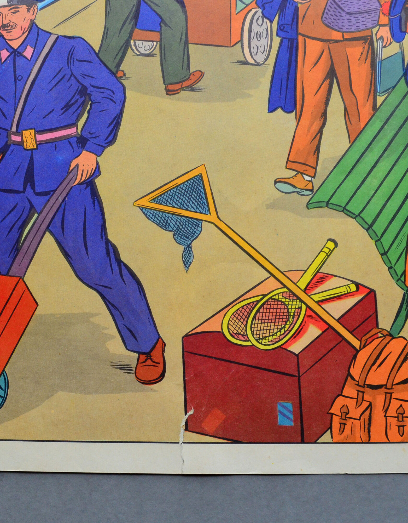 Educational school poster nightingale front / back "The station" and "at the mechanic's"