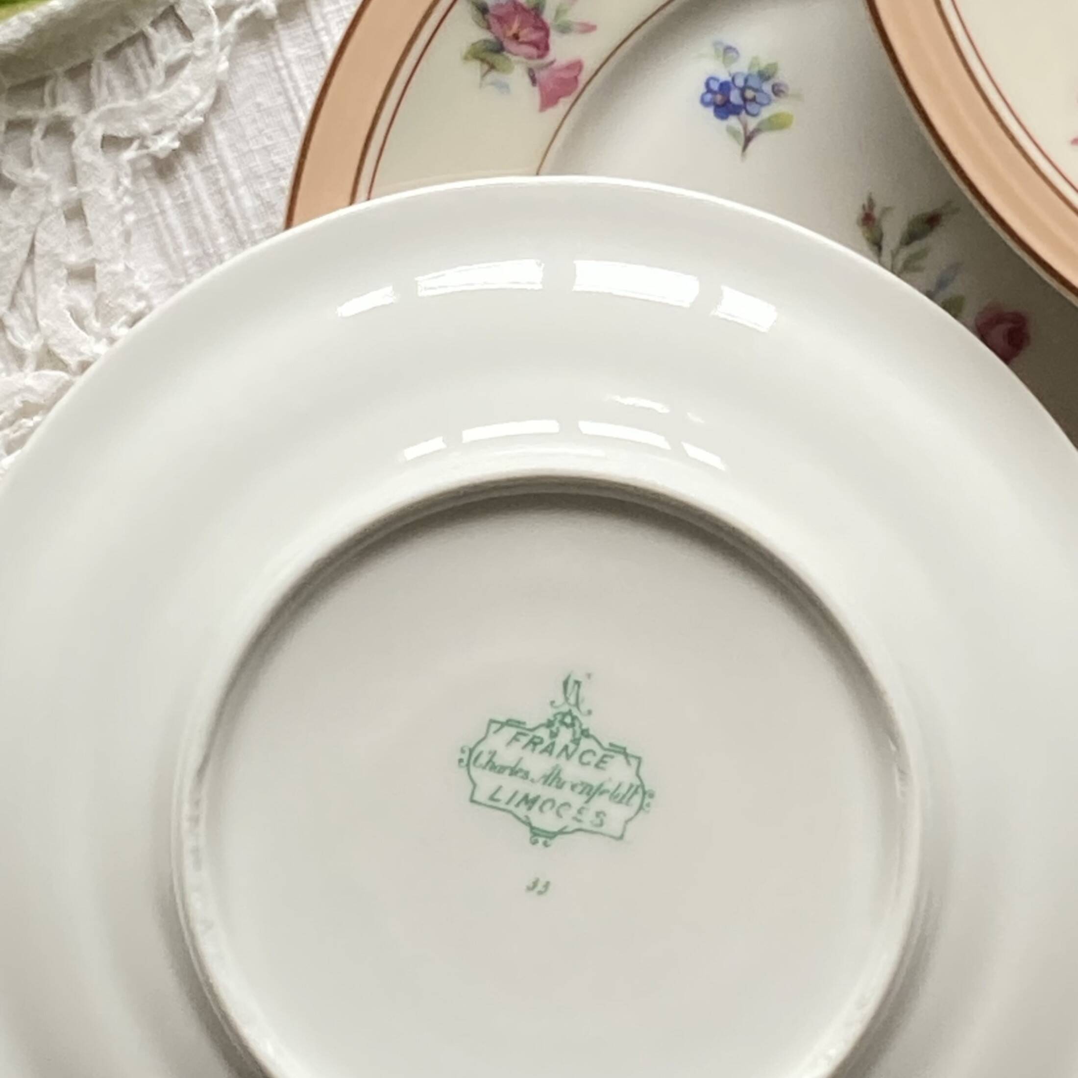 6 small dessert plates Limoges dessert flowers old porcelain Charles Ahrenfeldt