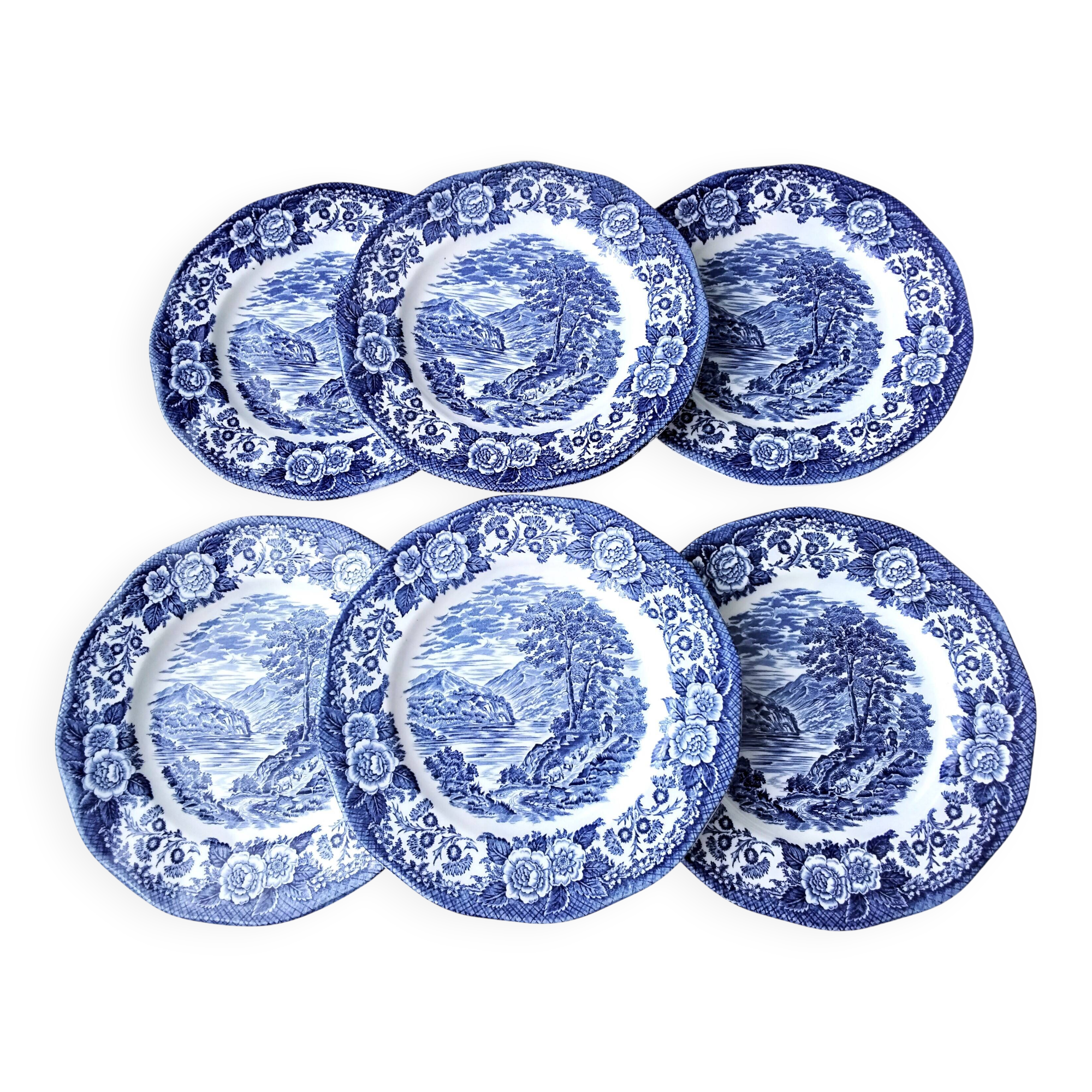6 Lochs of Scotland Enoch Wedgwood Dessert Plates
