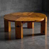 Table basse brutaliste en pin, Suède, années 1970
