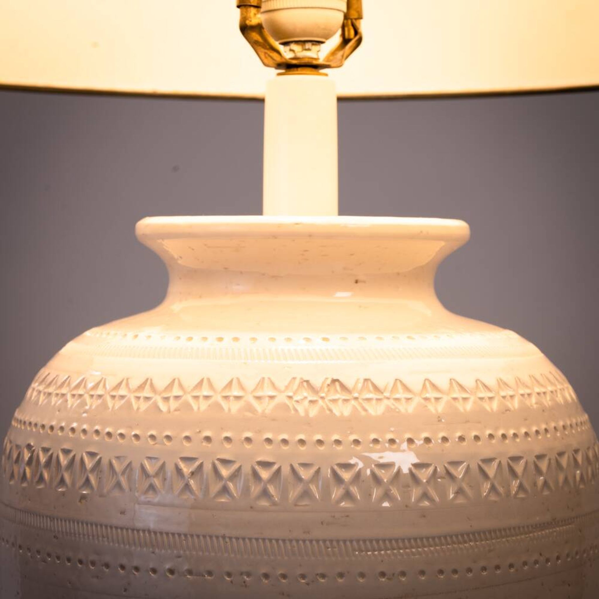 Lampe de table en céramique italienne Bitossi noir blanc grande