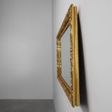 Large French Rustic Baroque Oak Wall Mirror, circa 1850