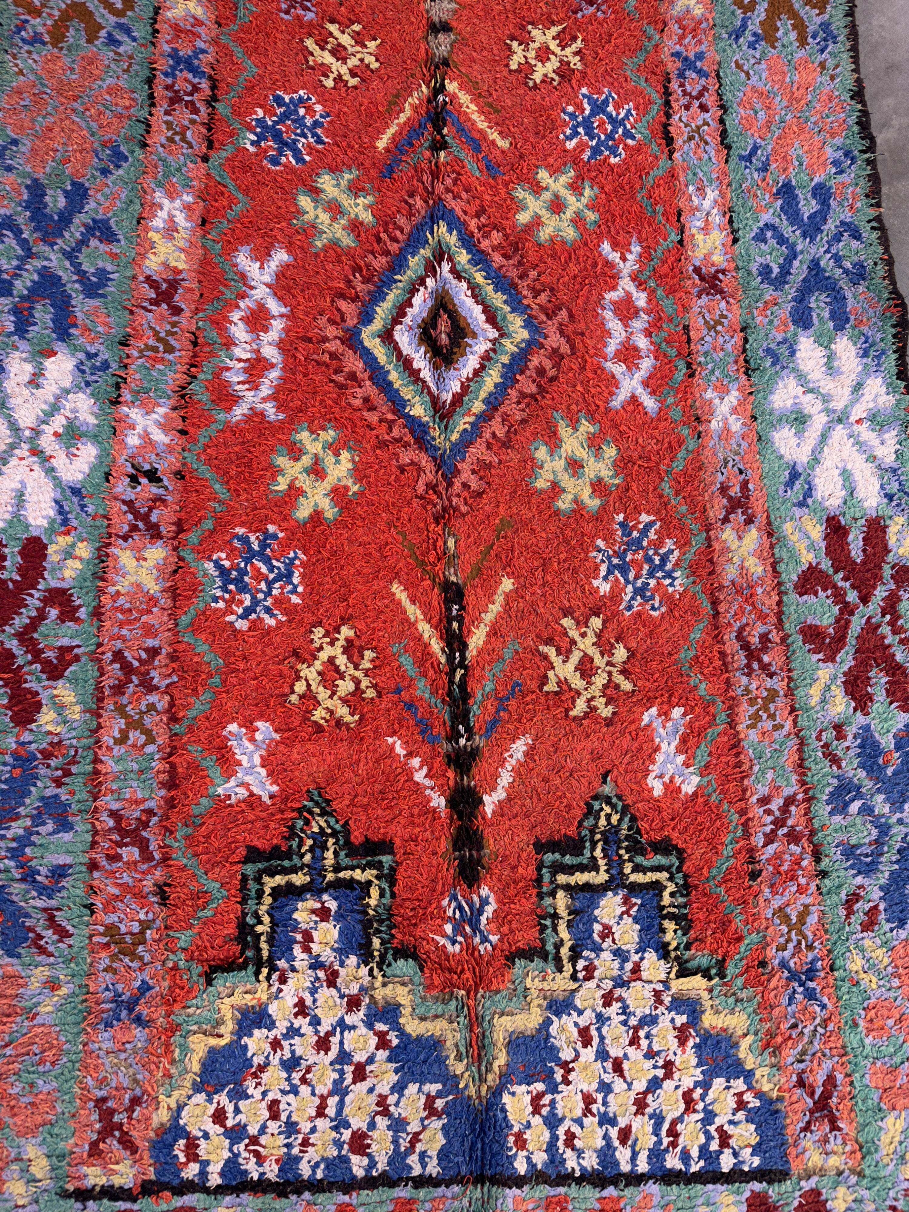 Colorful Moroccan boujad rug - 167 x 322 cm
