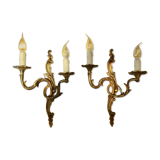 D in bronze wall light pair