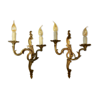 D in bronze wall light pair