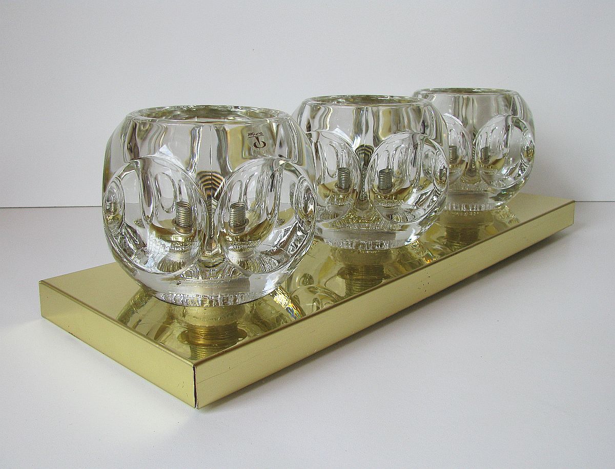 Applique en laiton et en verre de Peill et Putzler années 1970