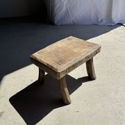 Small stool, rectangular accent stool in solid teak wabi-sabi H26.