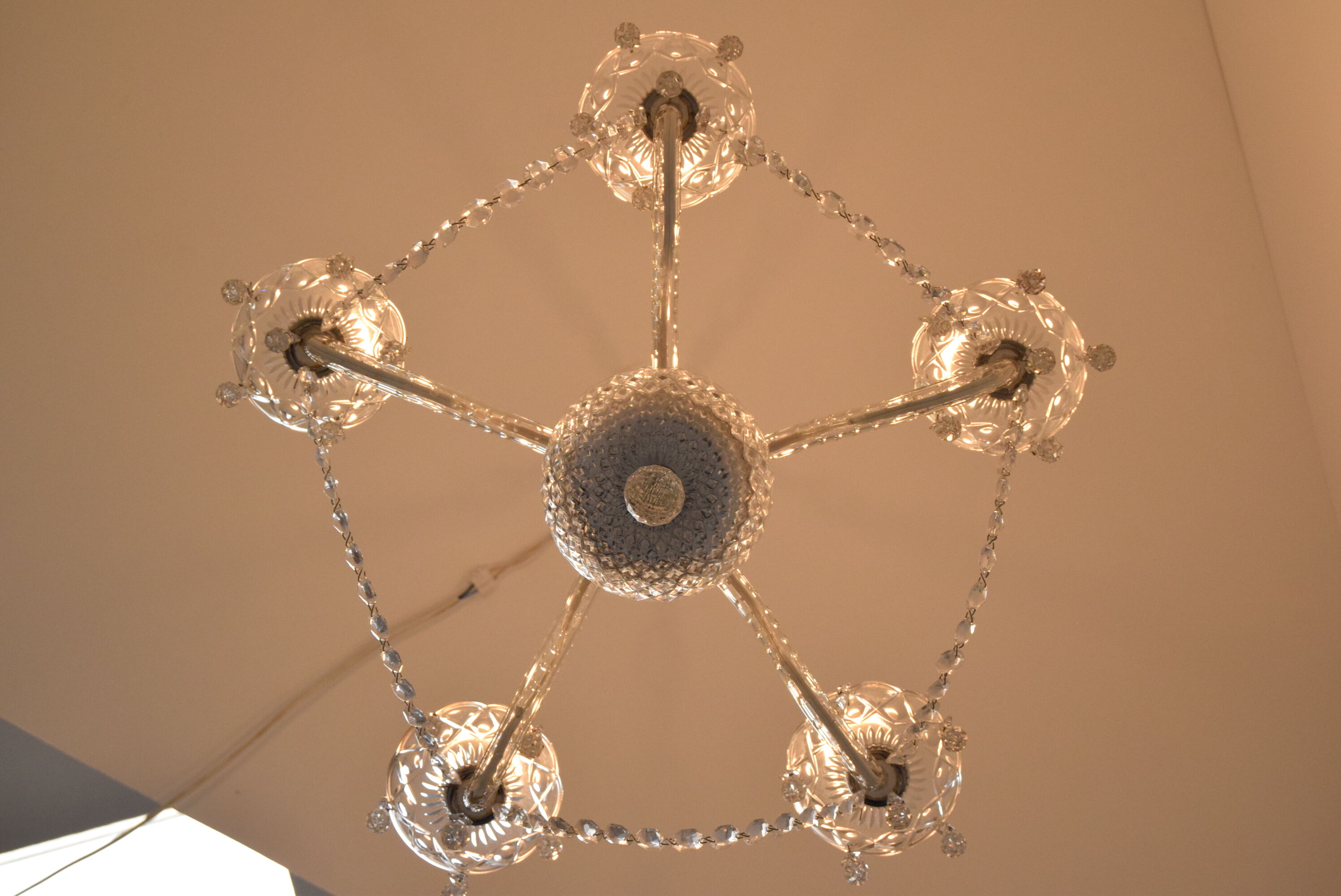 Mid-century Crystal Glass Chandelier by kamenicky Senov,1960's.