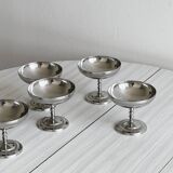 5 silver-plated metal cups