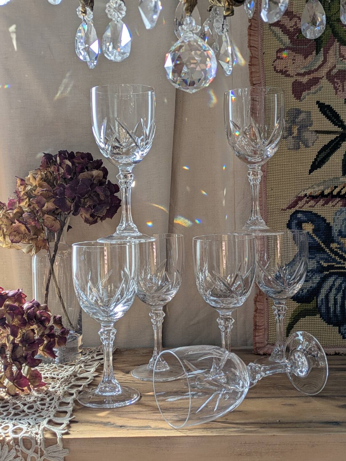 Crystal footed glasses