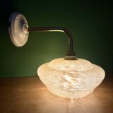 Vintage angled wall lamp with yellow clichy glass shade