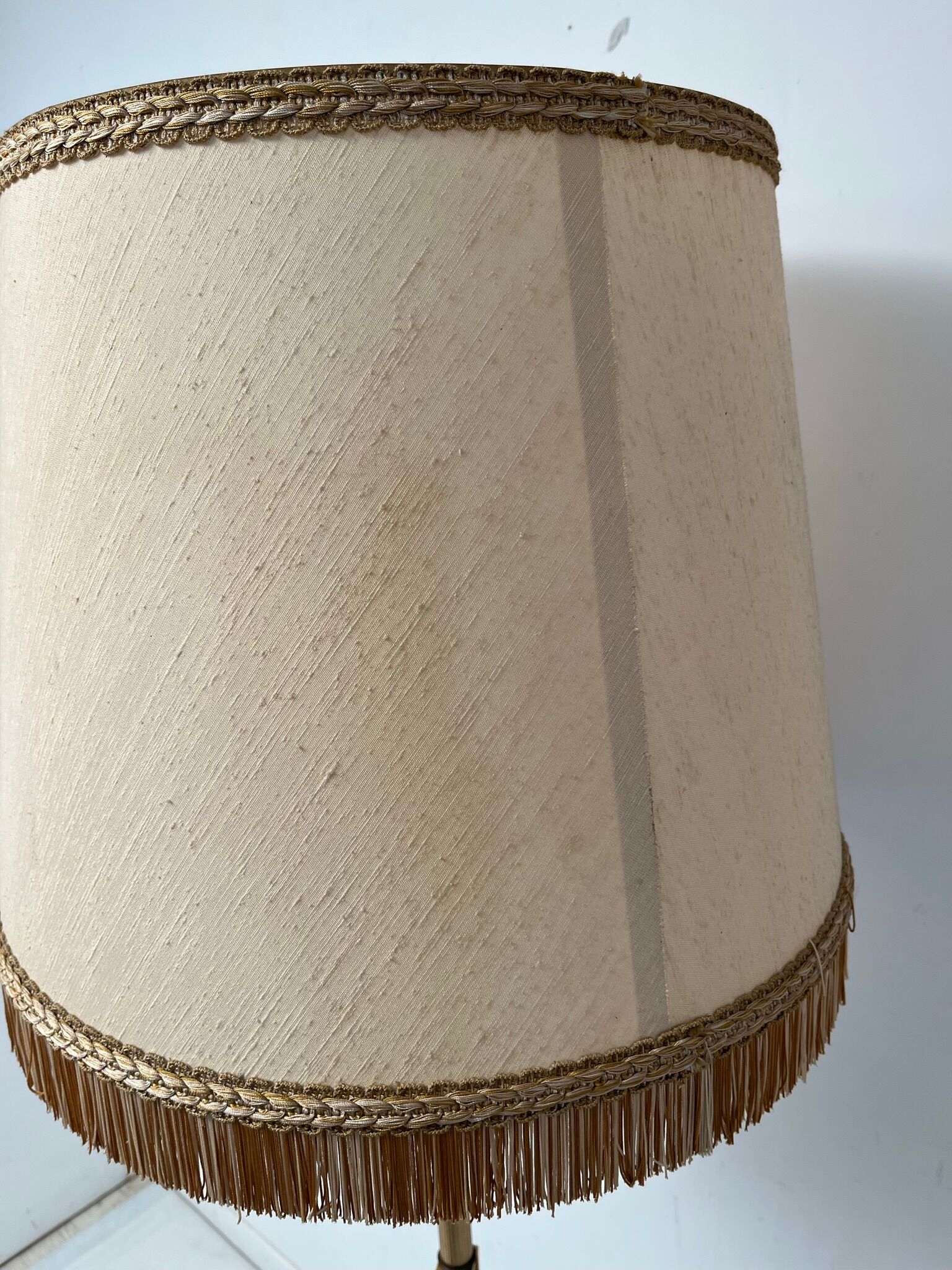 Vintage gilded brass tripod floor lamp