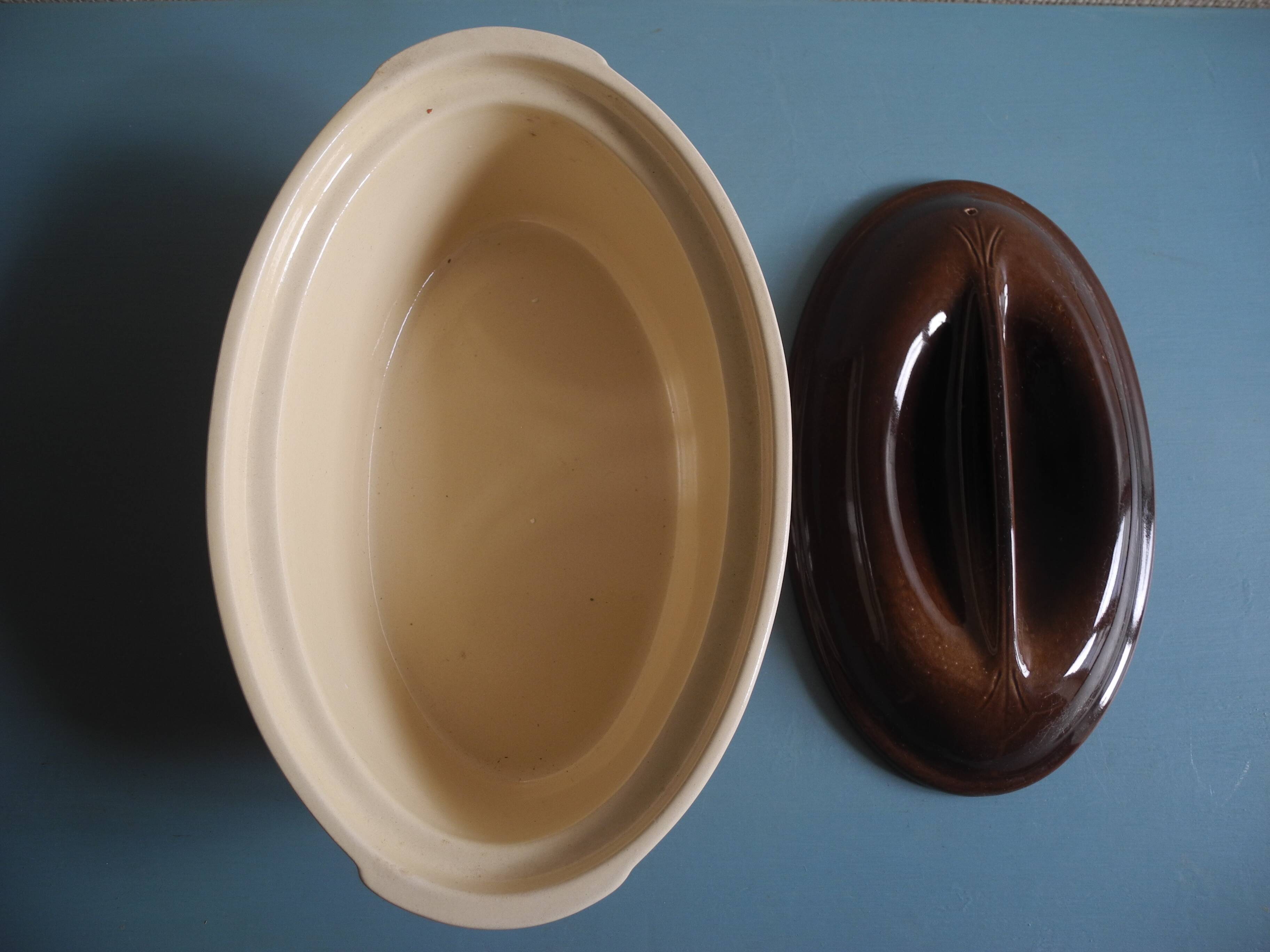 Old Emile Henry terrine dish vintage French earthenware dish